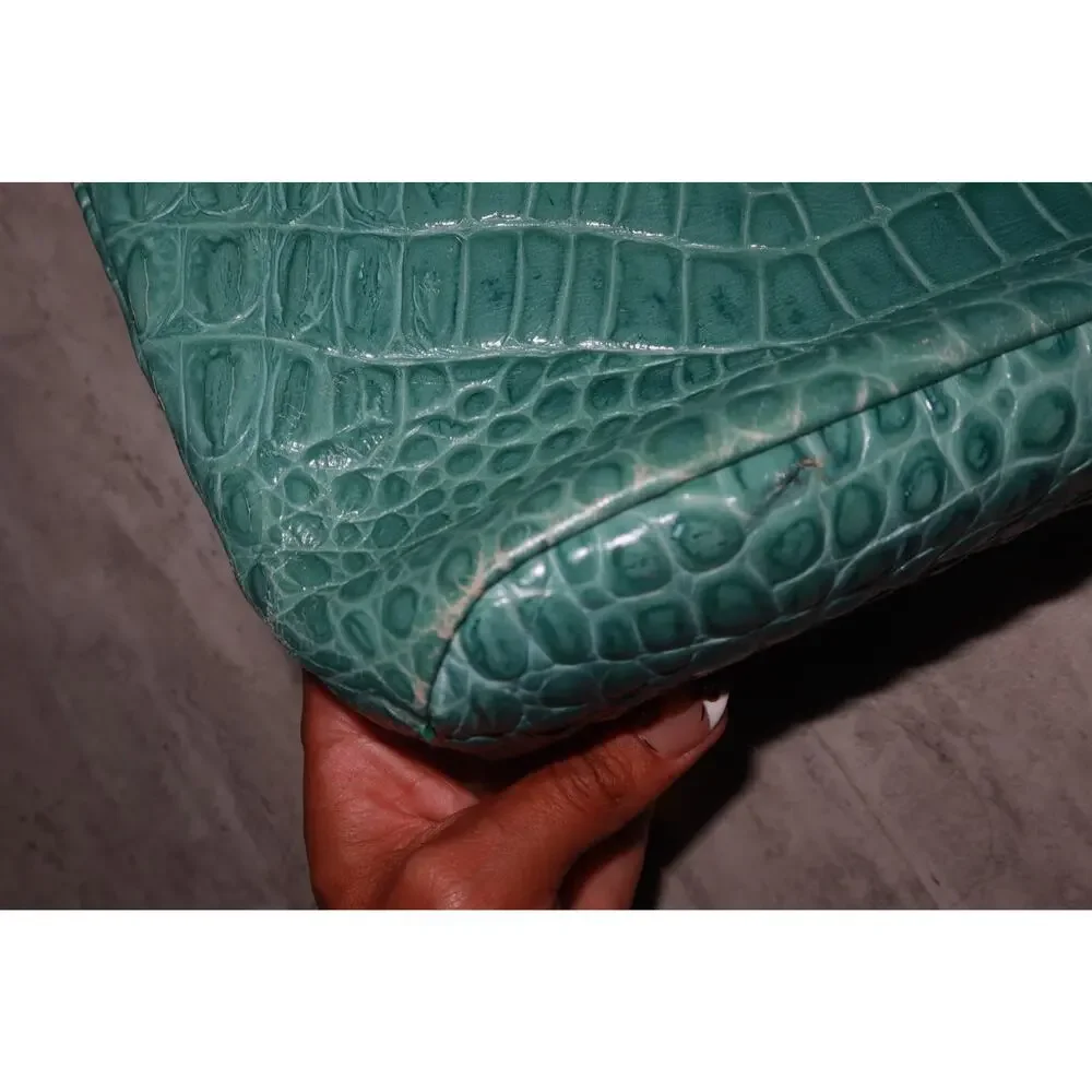 Vintage Teal Croc Chain Shoulder Bag